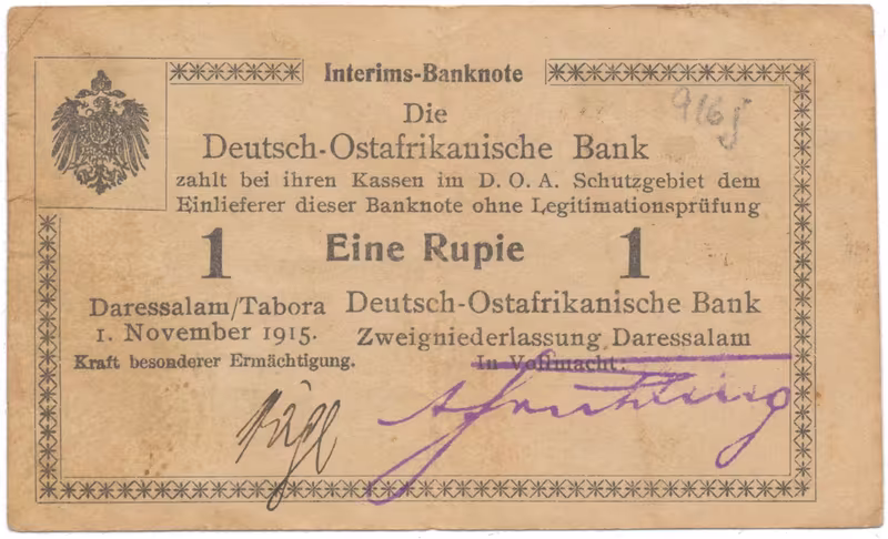 Německá Východní Afrika, 1 Rupie 1. 11. 1915, série R, R.916j