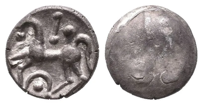 AR Obol, typ Němčice/Roseldorf II, Hladký hrbol / Koník zleva, stylizovaný — 1