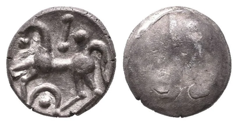 AR Obol, typ Němčice/Roseldorf II, Hladký hrbol / Koník zleva, stylizovaný — 1
