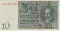 Německo, 10 Reichsmark 1929, válečná s průběžným vodotiskem, Hej.D2d