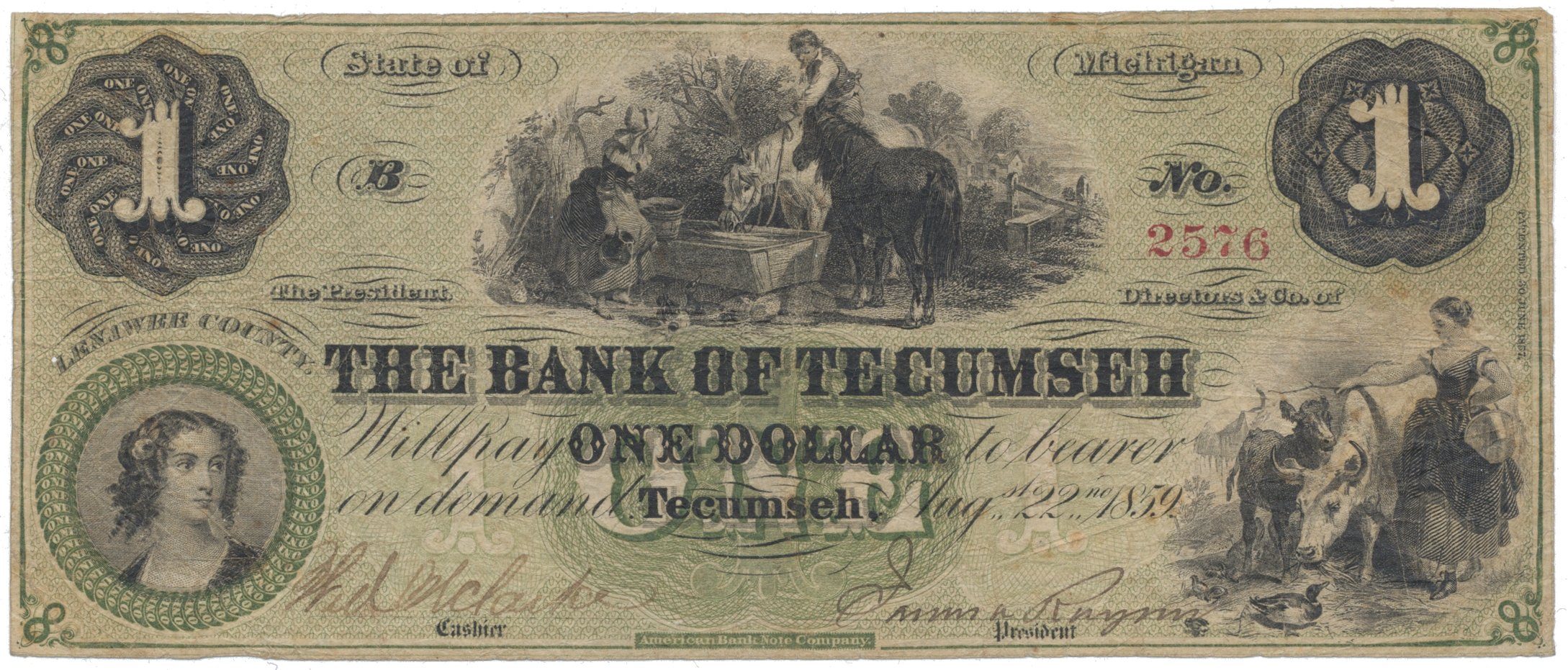USA - Michigan, 1 Dollar 1859