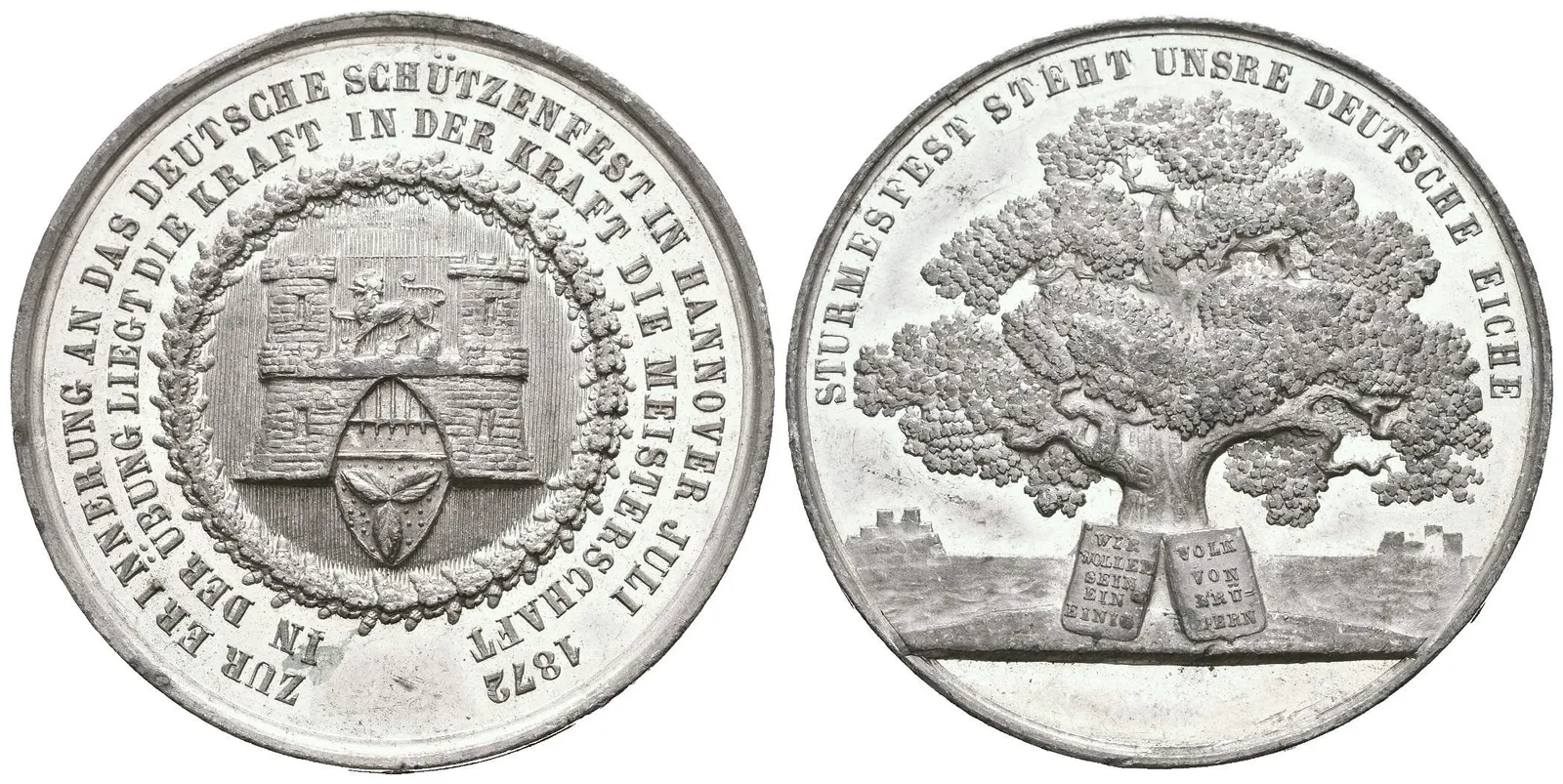 AE Medaile 1872 - Na památku střelecké slavnosti v Hannoveru. Cín 41 mm (23,98 g), — 1