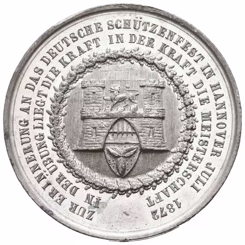 AE Medaile 1872 - Na památku střelecké slavnosti v Hannoveru. Cín 41 mm (23,98 g),