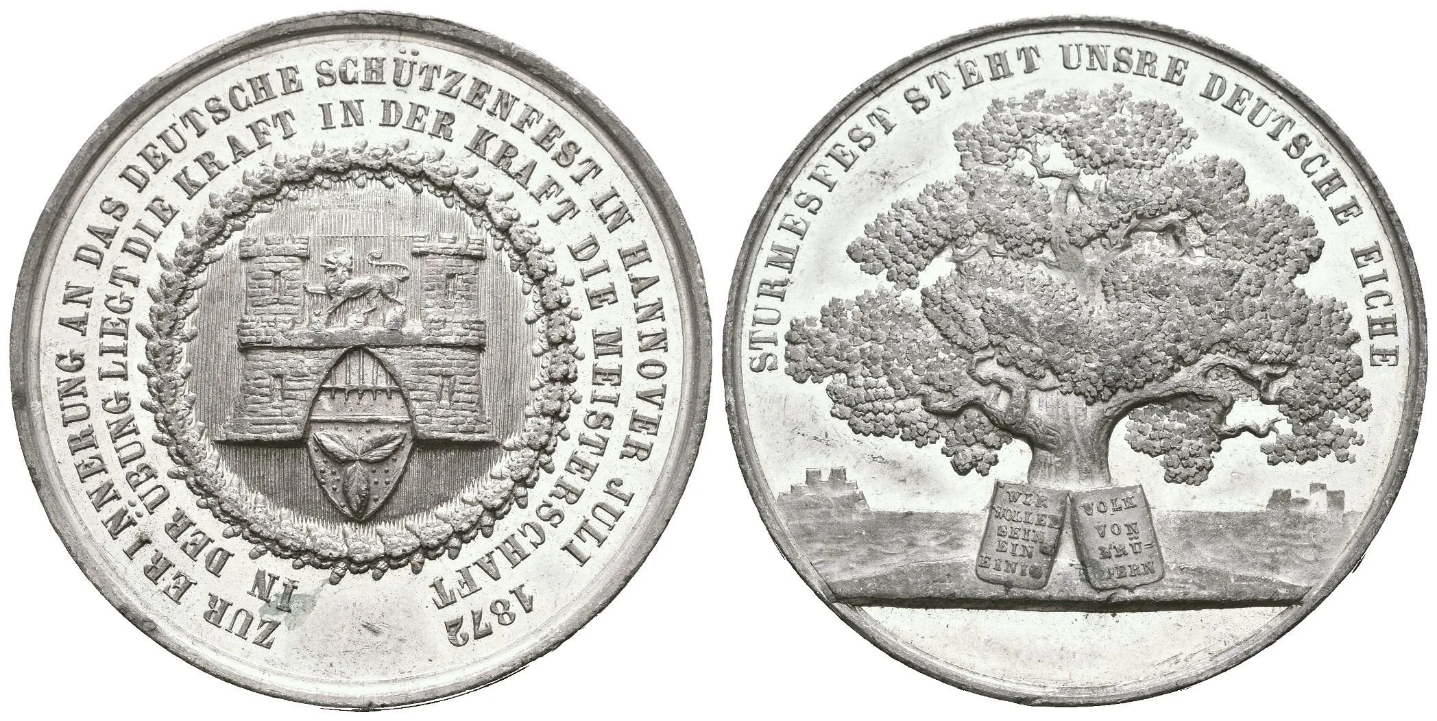 AE Medaile 1872 - Na památku střelecké slavnosti v Hannoveru. Cín 41 mm (23,98 g), — 1
