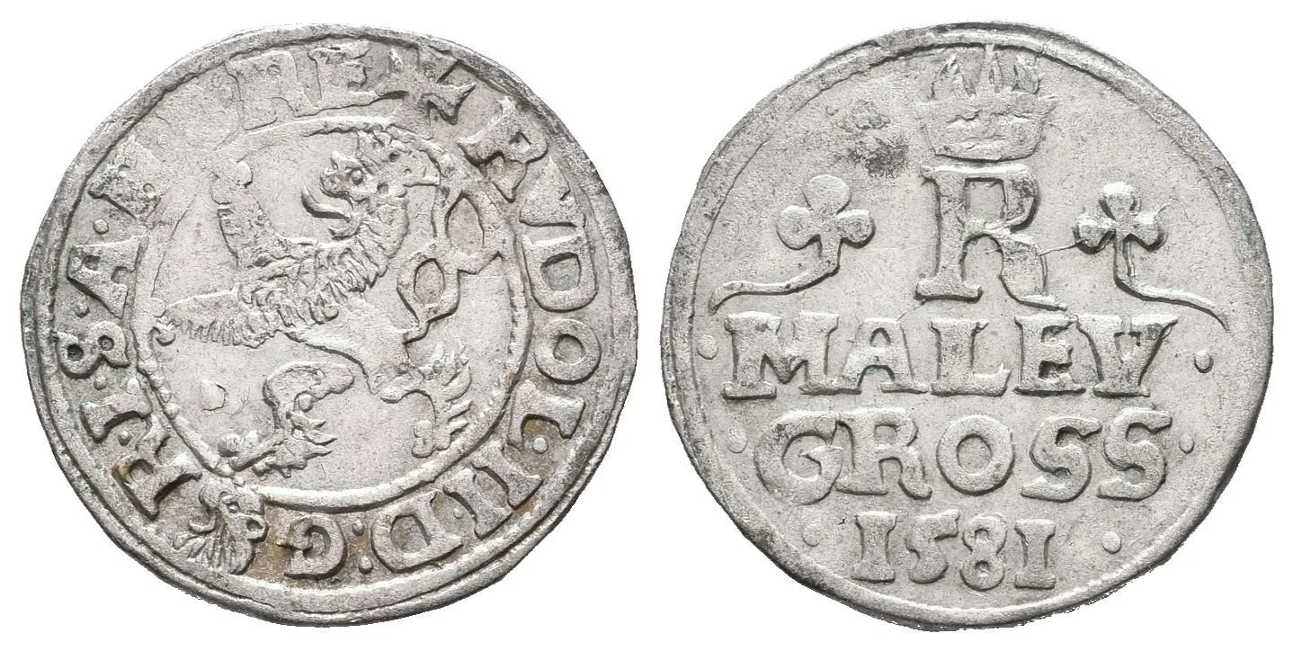 Malý groš 1581, Praha-Gebhart, HN.8a (opis 6b), malá koruna, — 1