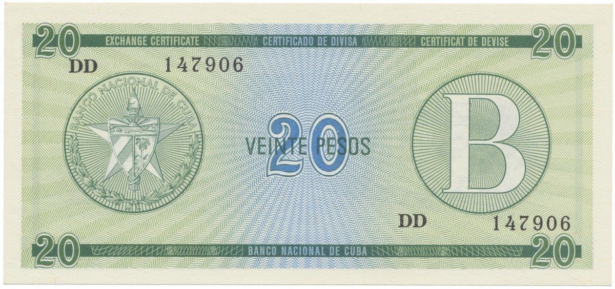 Kuba, 20 Pesos (1985), série B, P.FX9