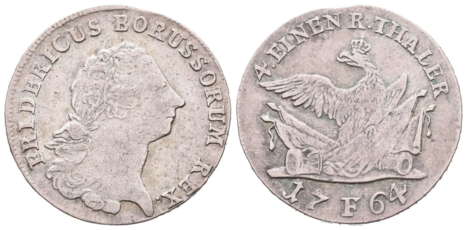 1/4 Tolar 1764 F, Magdeburg, KM.301, patina, rysky, koncový střížek — 1