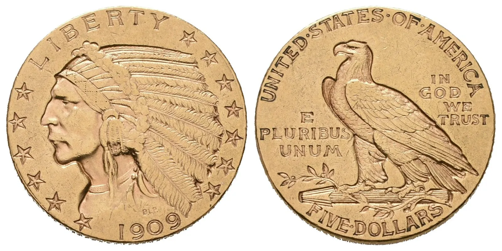 USA, 5 Dollars 1909 D