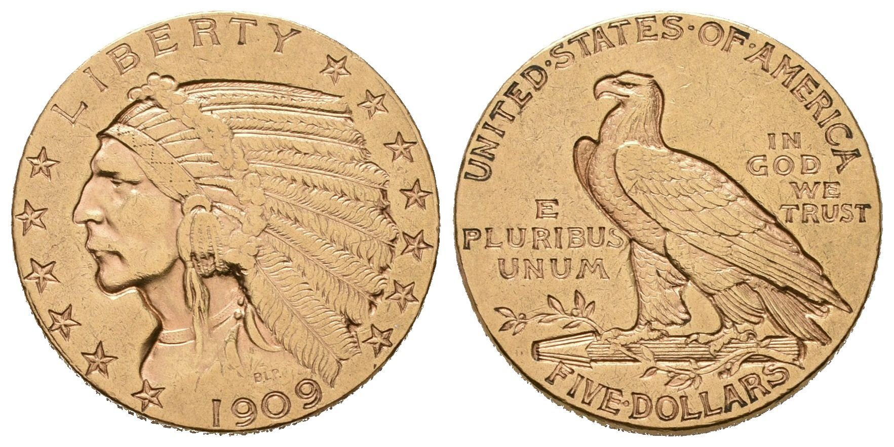 USA, 5 Dollars 1909 D