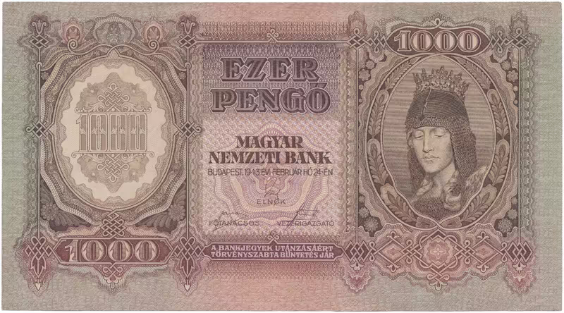 Maďarsko, 1000 Pengö 1943, Hej.H12a