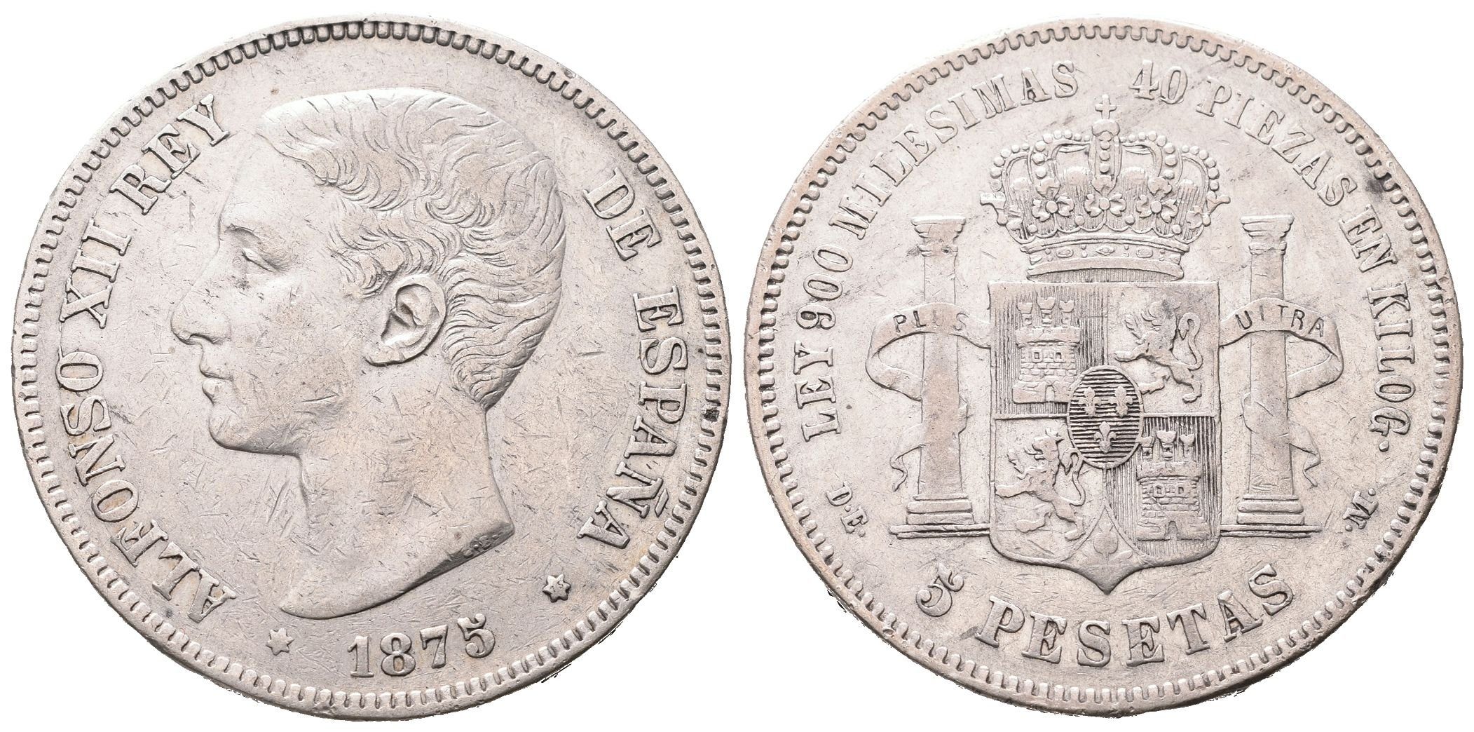 Španělsko, 5 Peseta 1875 DEM