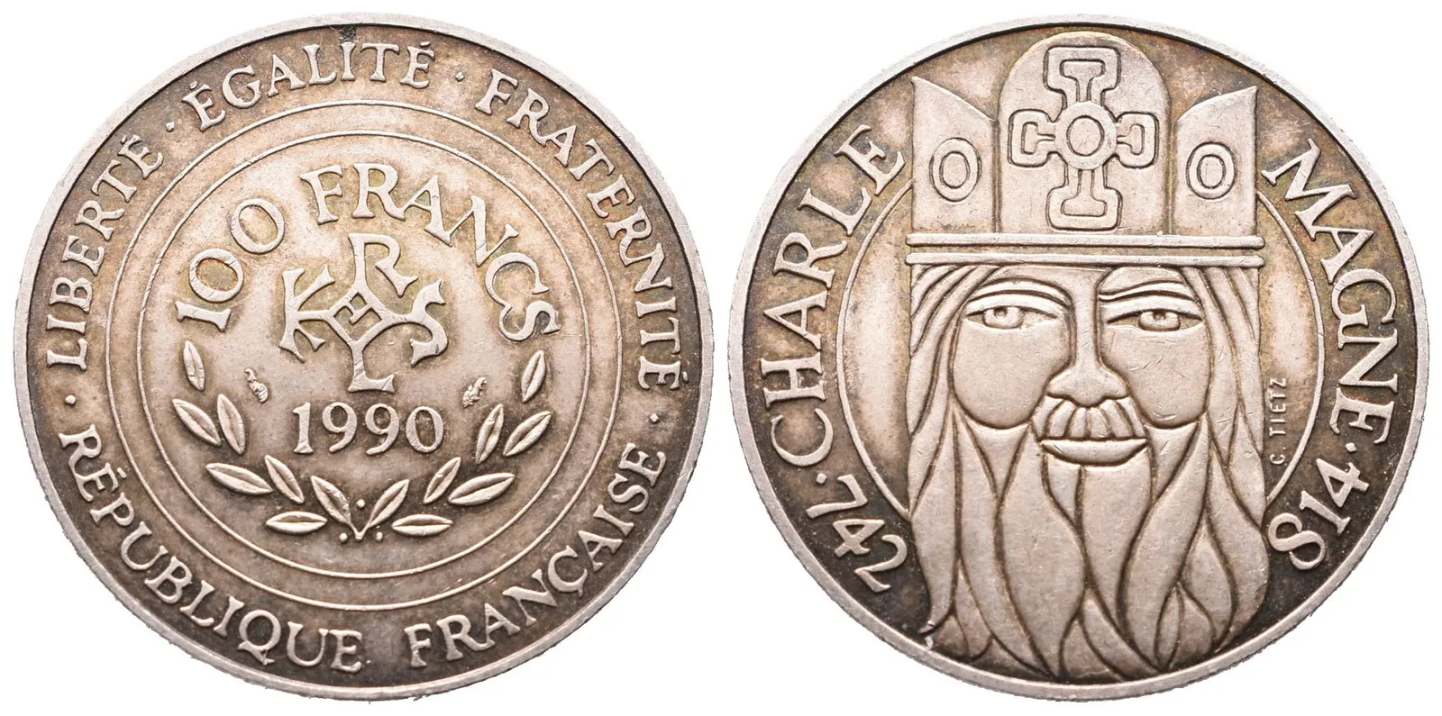 Francie, 100 Francs 1990 - Karel Veliký