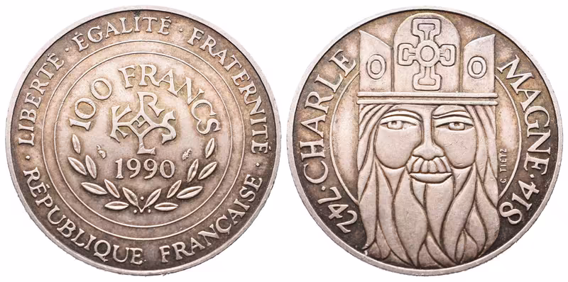 Francie, 100 Francs 1990 - Karel Veliký