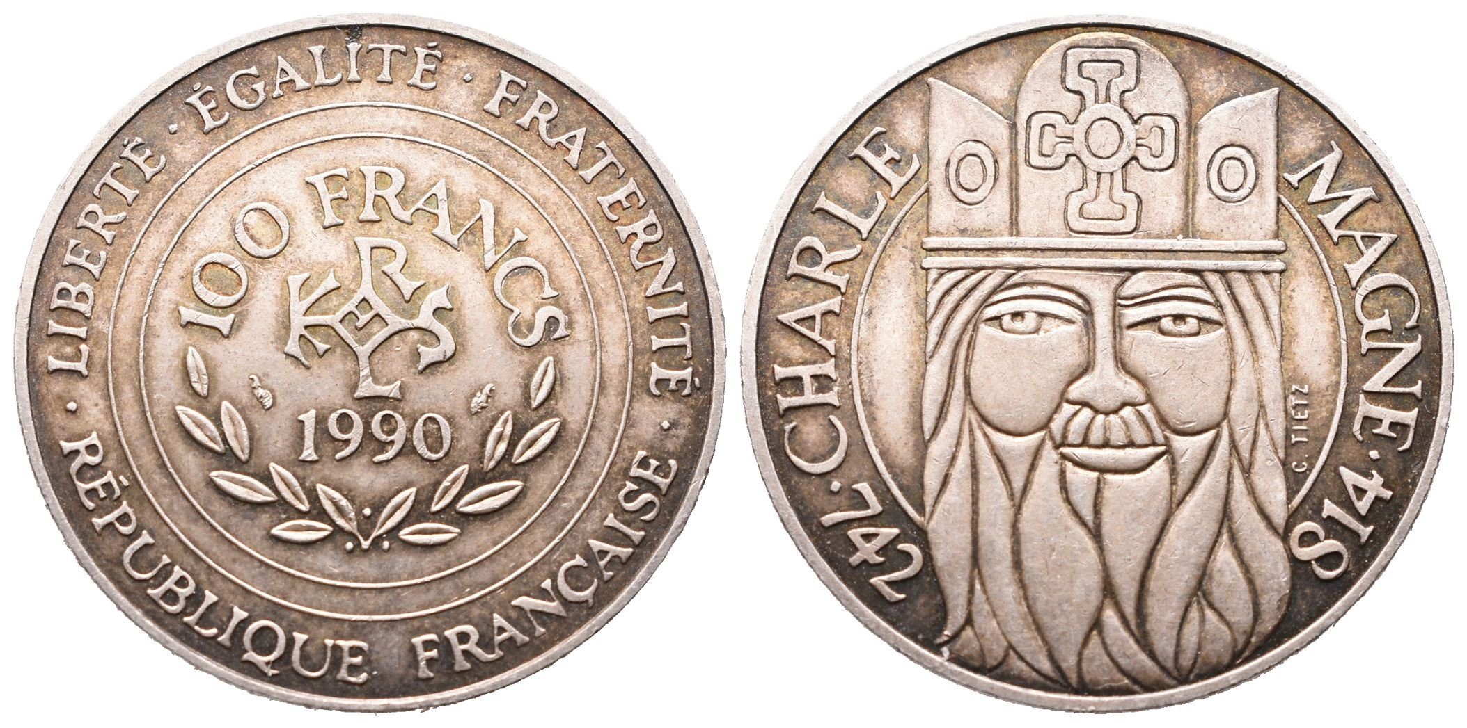 Francie, 100 Francs 1990 - Karel Veliký