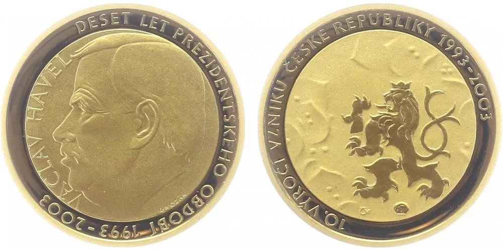 Medaile 2003 - Václav Havel - 10. výročí vzniku České republiky, PROOF