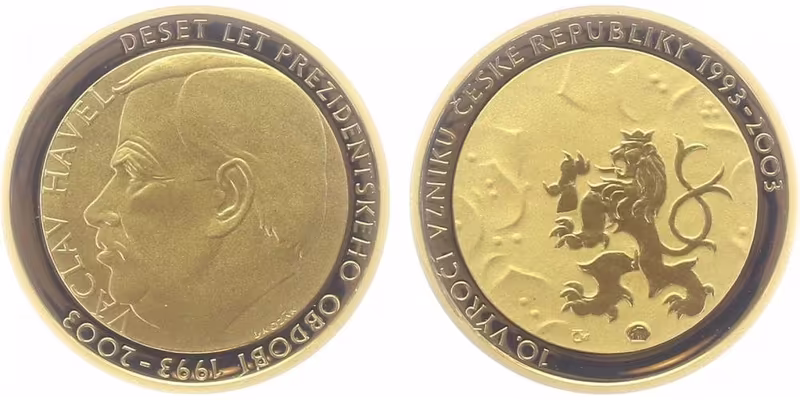 Medaile 2003 - Václav Havel - 10. výročí vzniku České republiky, PROOF