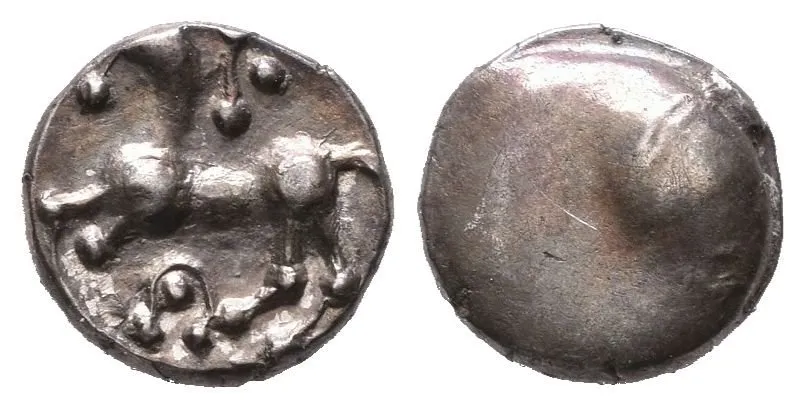 AR Obol, typ Němčice/Roseldorf II, Hladký hrbol / Koník zleva, stylizovaný — 1