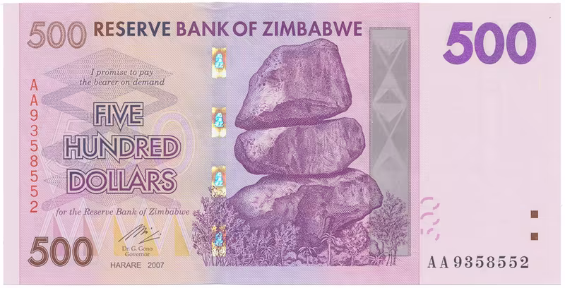 Zimbabwe, 500 Dollars 2007, P.70
