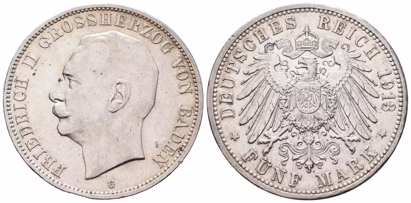 Baden, 5 Marka 1913 G