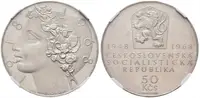 50 Kčs 1968 - Republika, Aurea.116, etue NGC, hodnocení PF 66, — 1