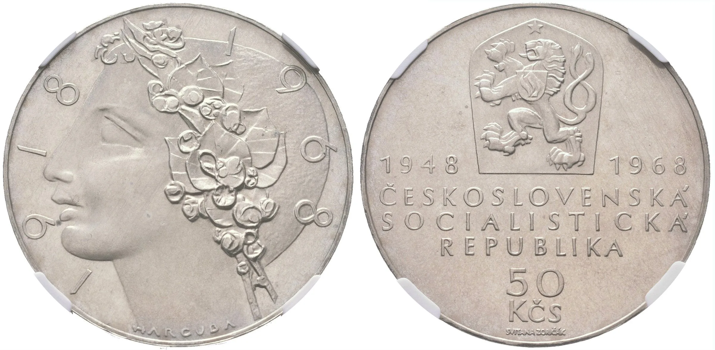 50 Kčs 1968 - Republika, Aurea.116, etue NGC, hodnocení PF 66, — 1