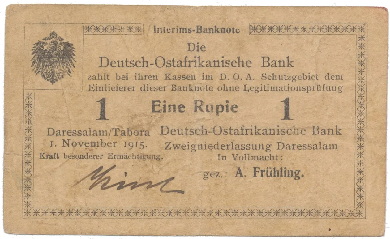 Německá Východní Afrika, 1 Rupie 1. 11. 1915, série F, R.918c