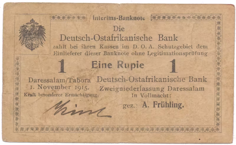 Německá Východní Afrika, 1 Rupie 1. 11. 1915, série F, R.918c