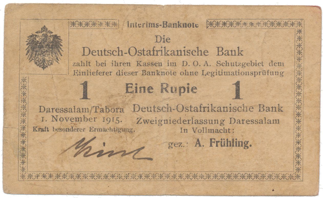 Německá Východní Afrika, 1 Rupie 1. 11. 1915, série F, R.918c