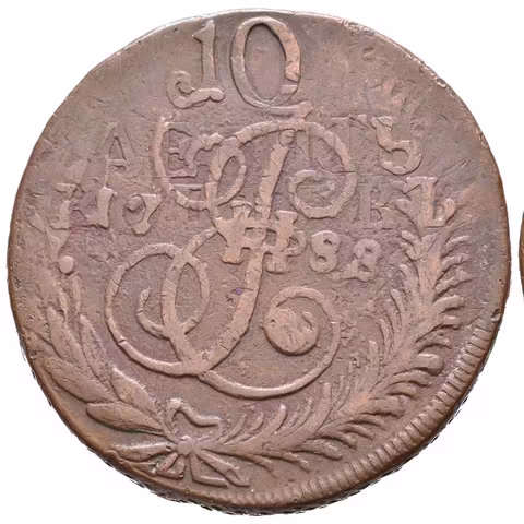 5 Kopějka 1788 SPM, přeražba na 10 koějce z roku 1762, St. Peterburg, Bitkin2.572,