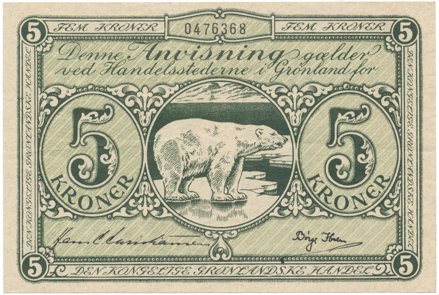 Grónsko, 5 Kroner (1953-1967), P.18a