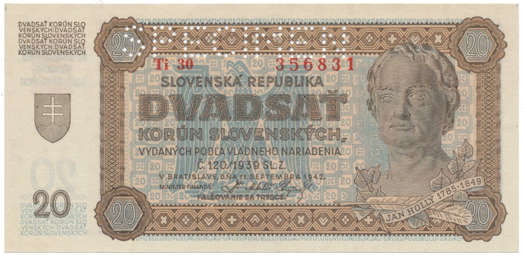 20 Koruna 1942, různé série, Hej.53a2.S1