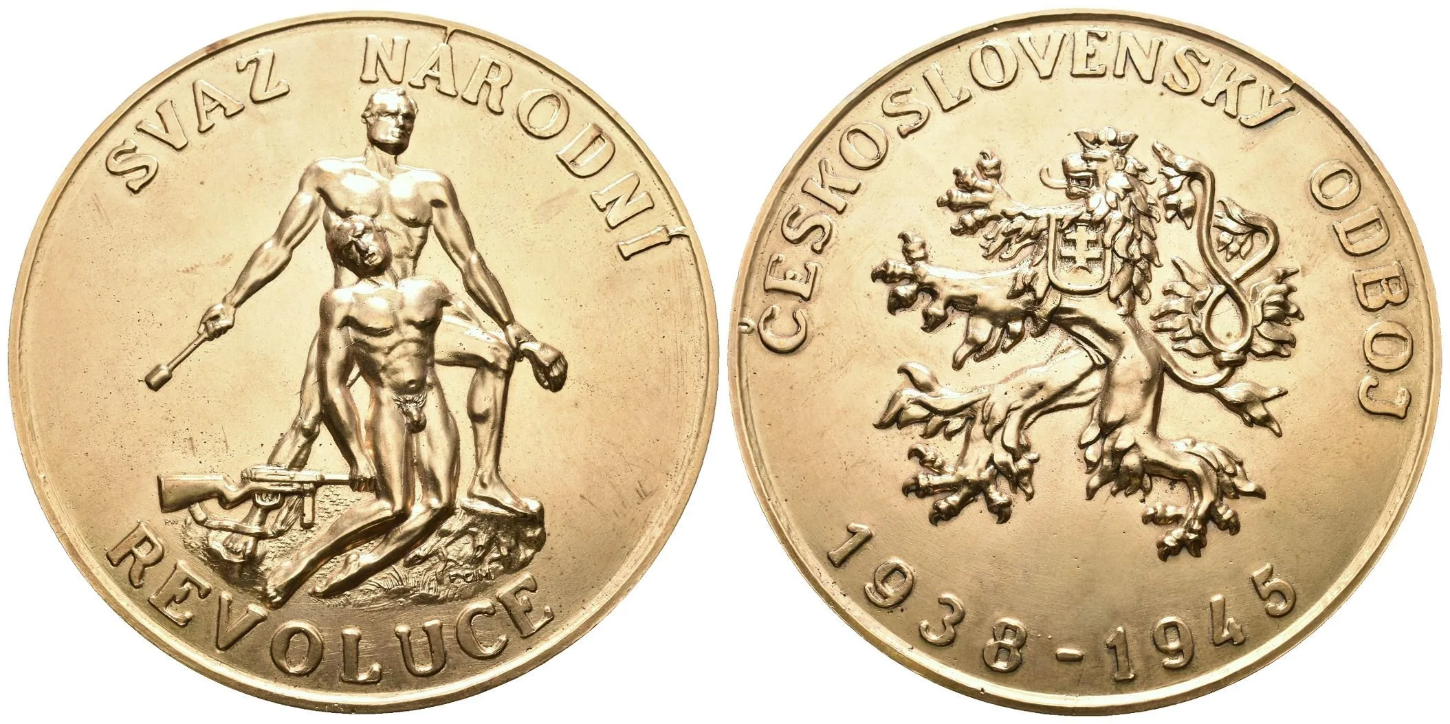 AE Medaile 1945 - Svaz národní revoluce, Československý odboj, Br. 78 mm, — 1