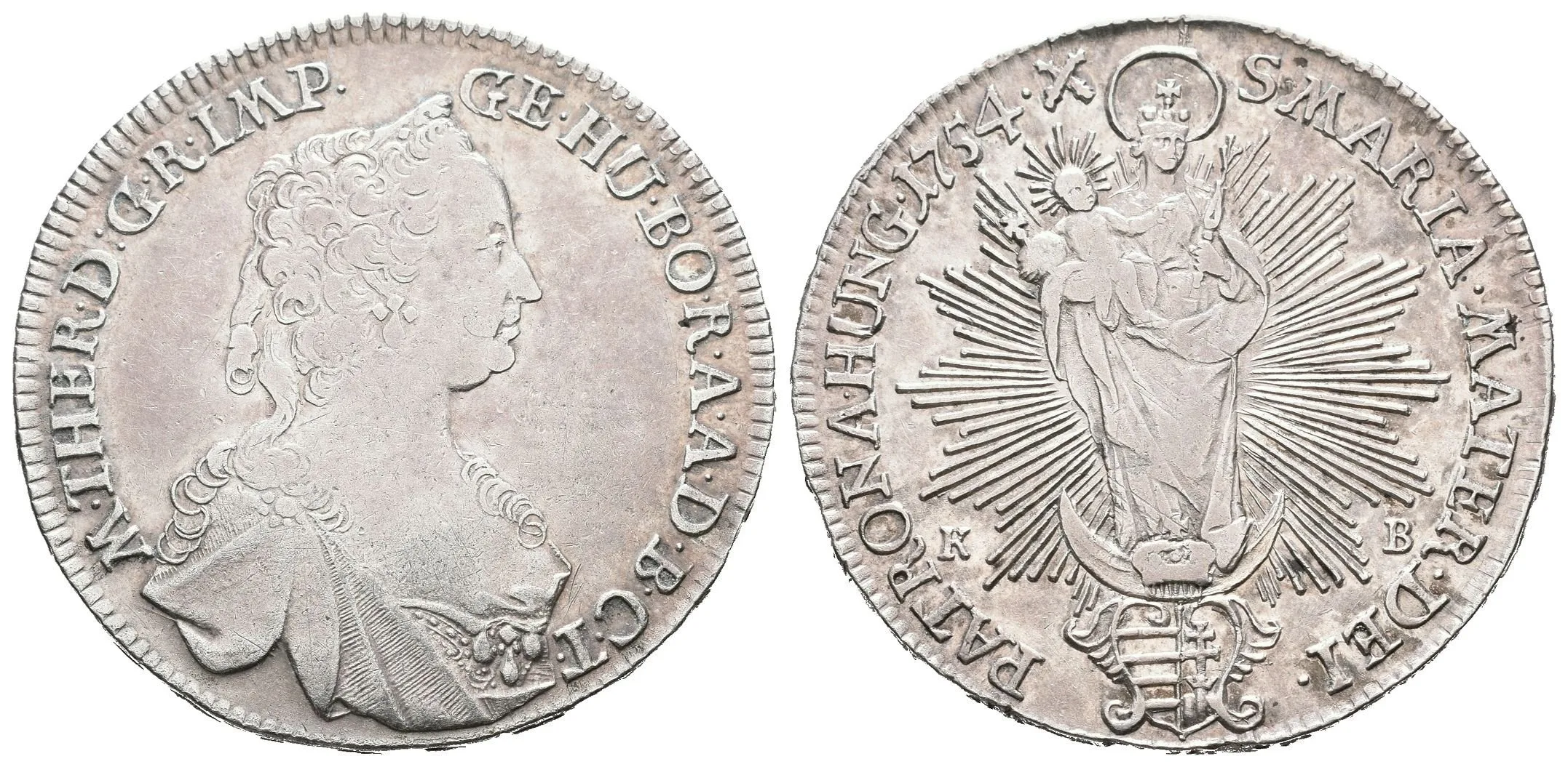 1/2 Tolar 1754 KB, Kremnica, Husz.1687, velmi pěkná zachovalost — 1