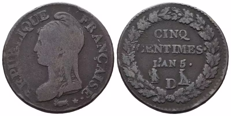 Francie Republika, 5 Centime rok 5 (1796-1797) D