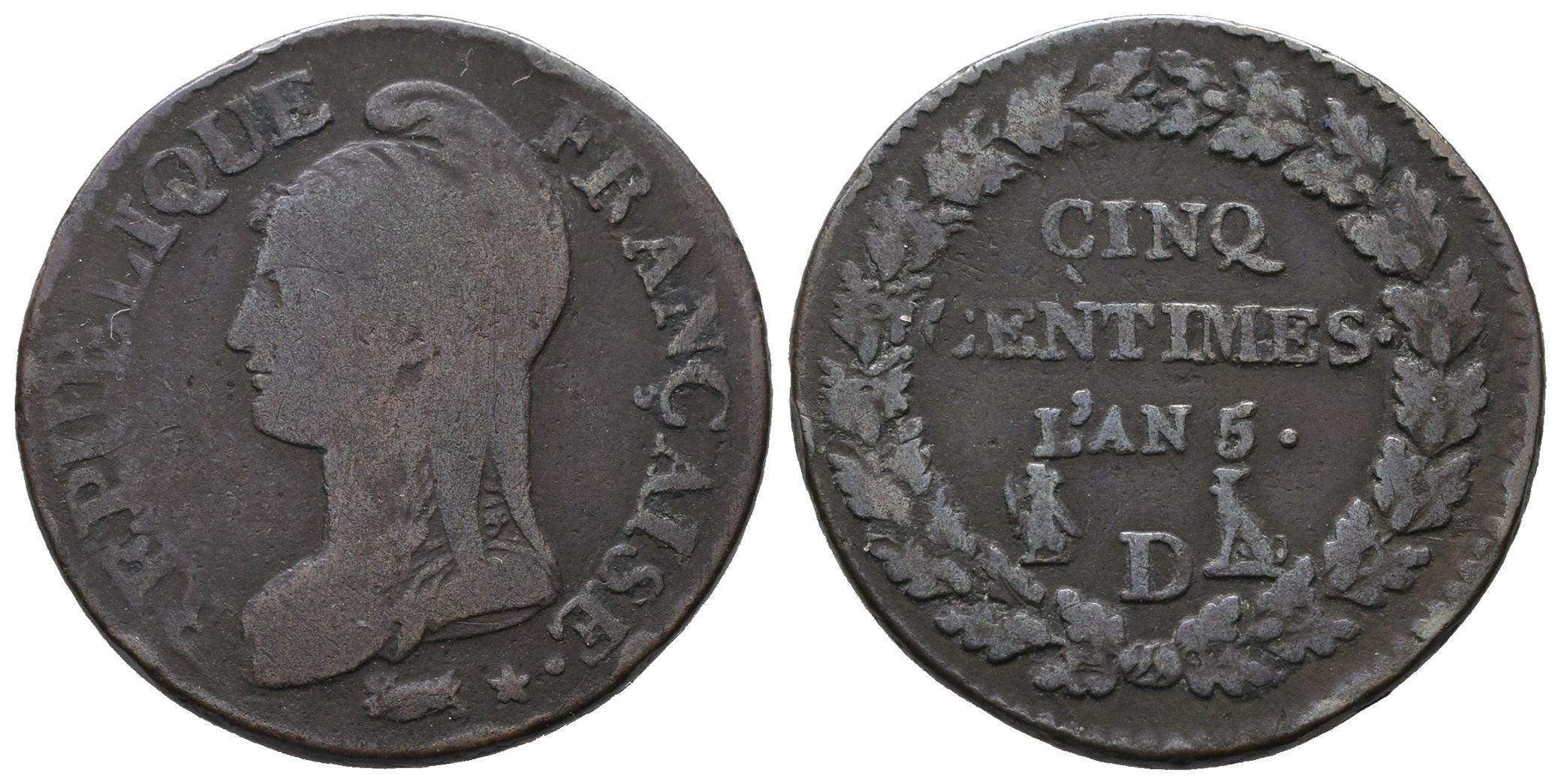 Francie Republika, 5 Centime rok 5 (1796-1797) D