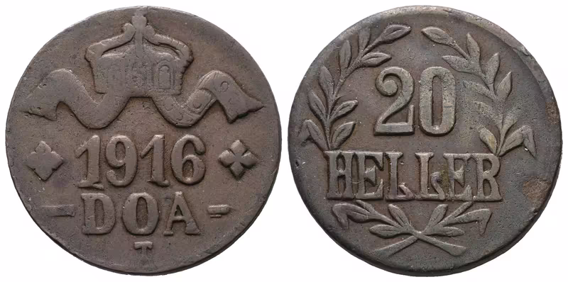 Německá východní Afrika, 20 Haléř 1916 T