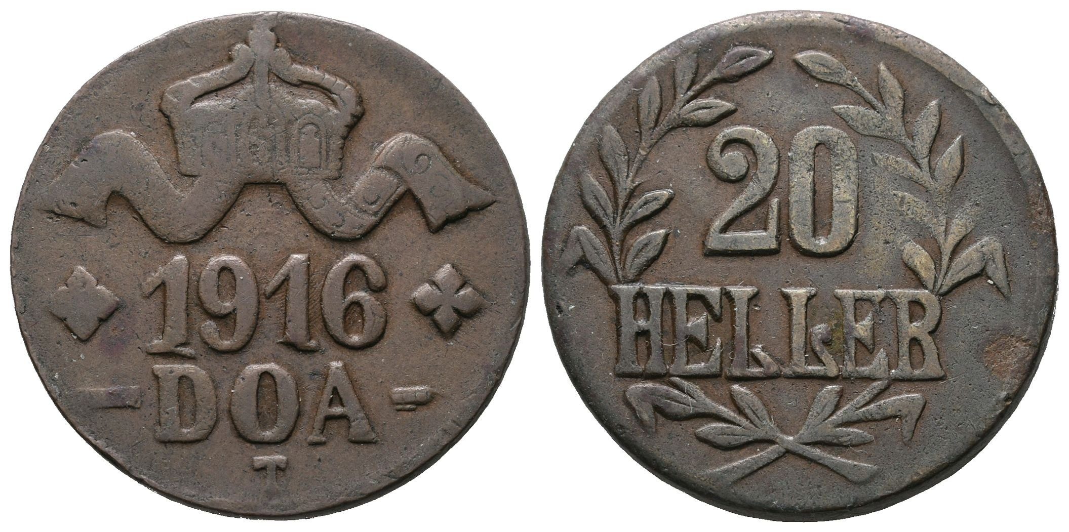 Německá východní Afrika, 20 Haléř 1916 T