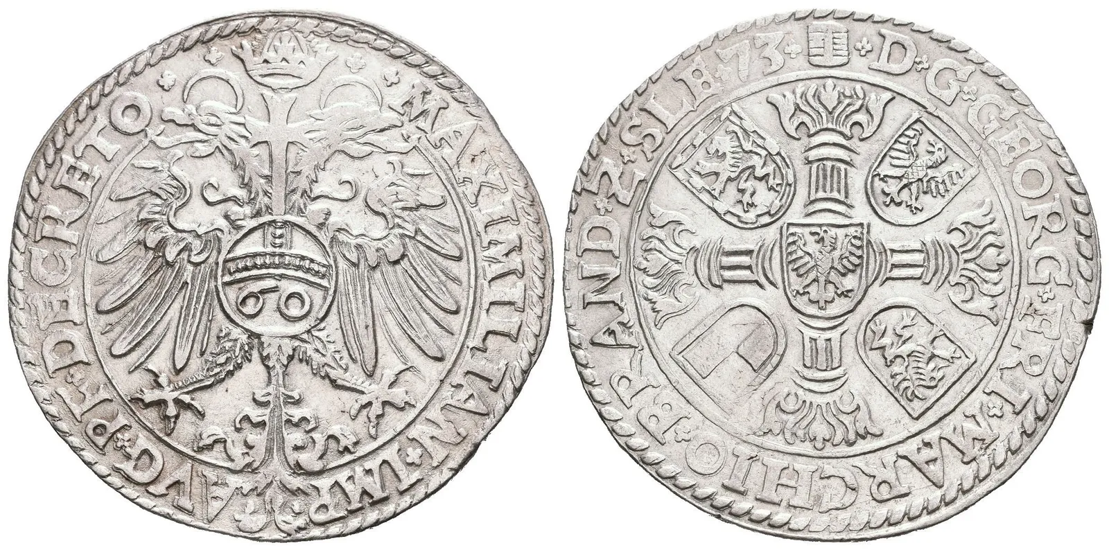 Guldengroschen (60 Krejcar) 1566, Schwabach, Dav.10, velmi pěkná zachovalost, patina, — 1