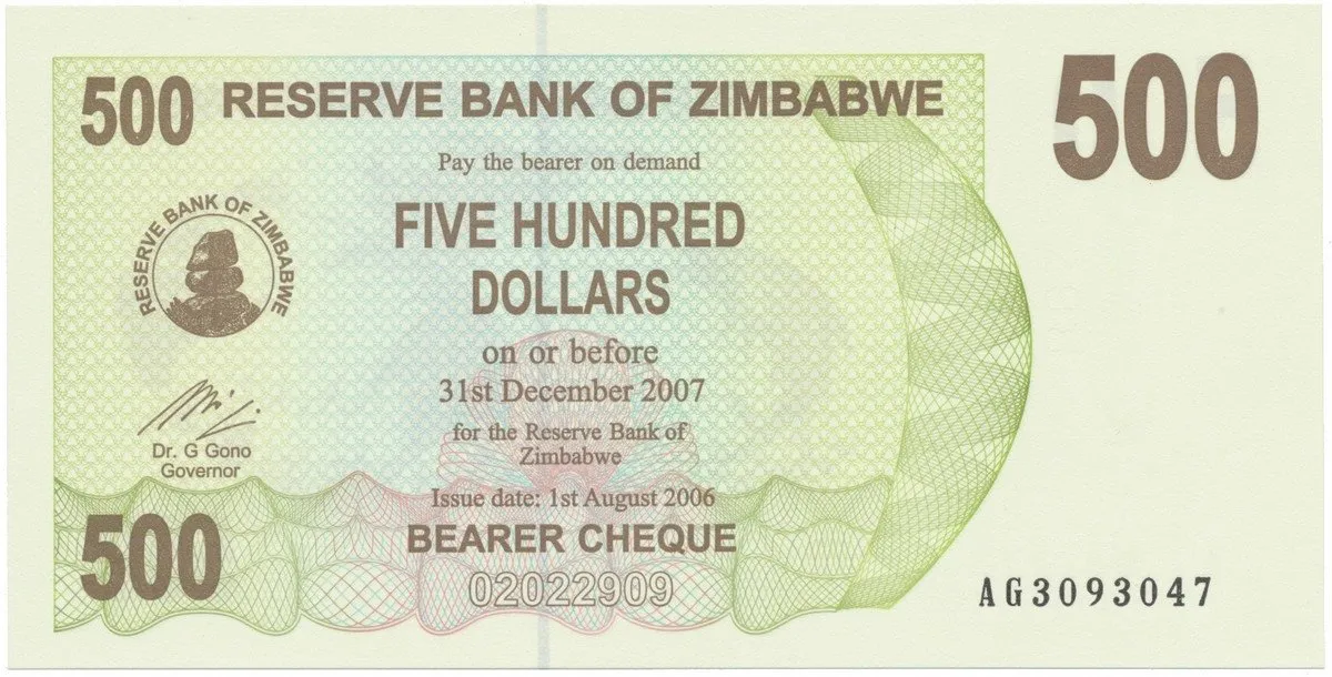 Zimbabwe, 500 Dollars 2006, P.43