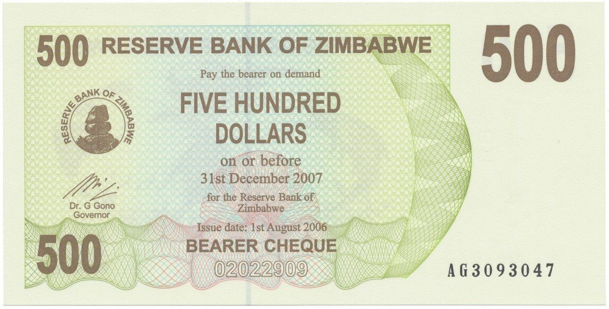 Zimbabwe, 500 Dollars 2006, P.43