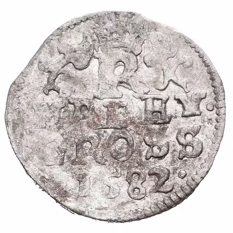 Malý groš 1582, České Budějovice-Schönfeld, HN.19a (opis 7a), patina, ned., rysky_R!