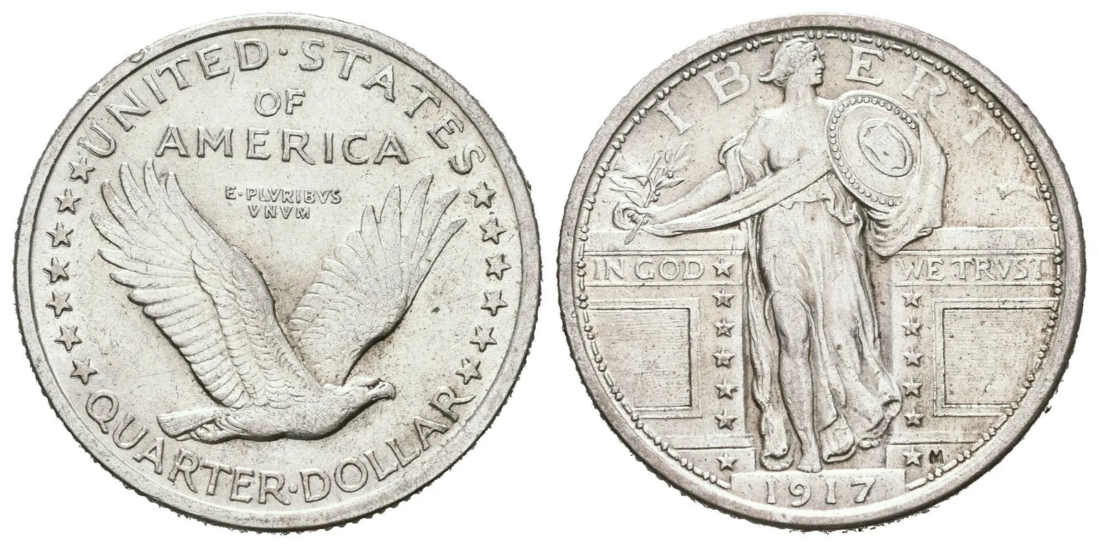 1/4 Dollar 1917 - Stojící Liberty, typ I, KM.141, — 1