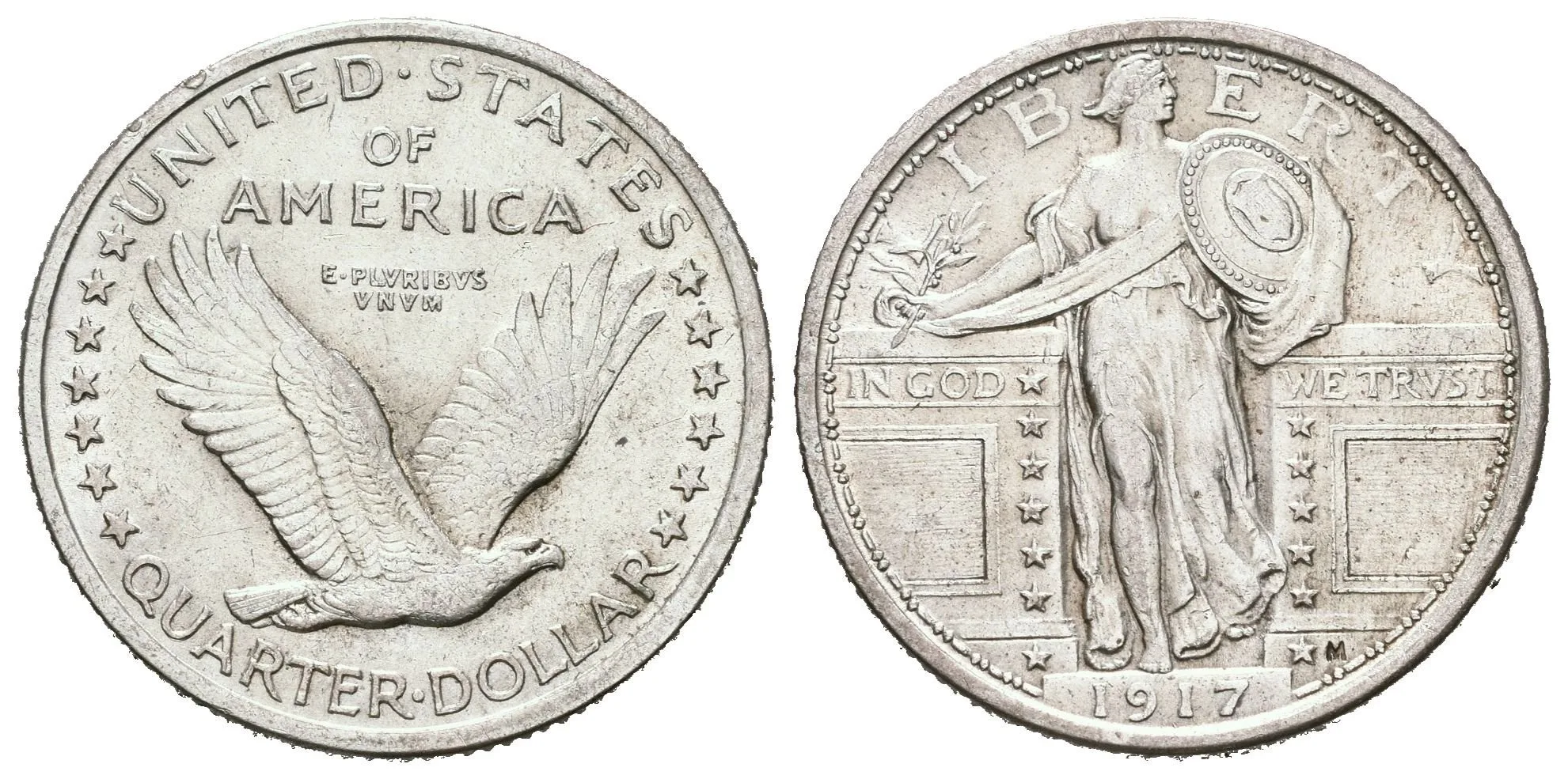 1/4 Dollar 1917 - Stojící Liberty, typ I, KM.141, — 1