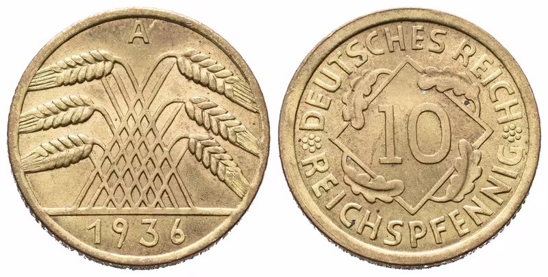 III. říše, 10 Pfennig 1936 A