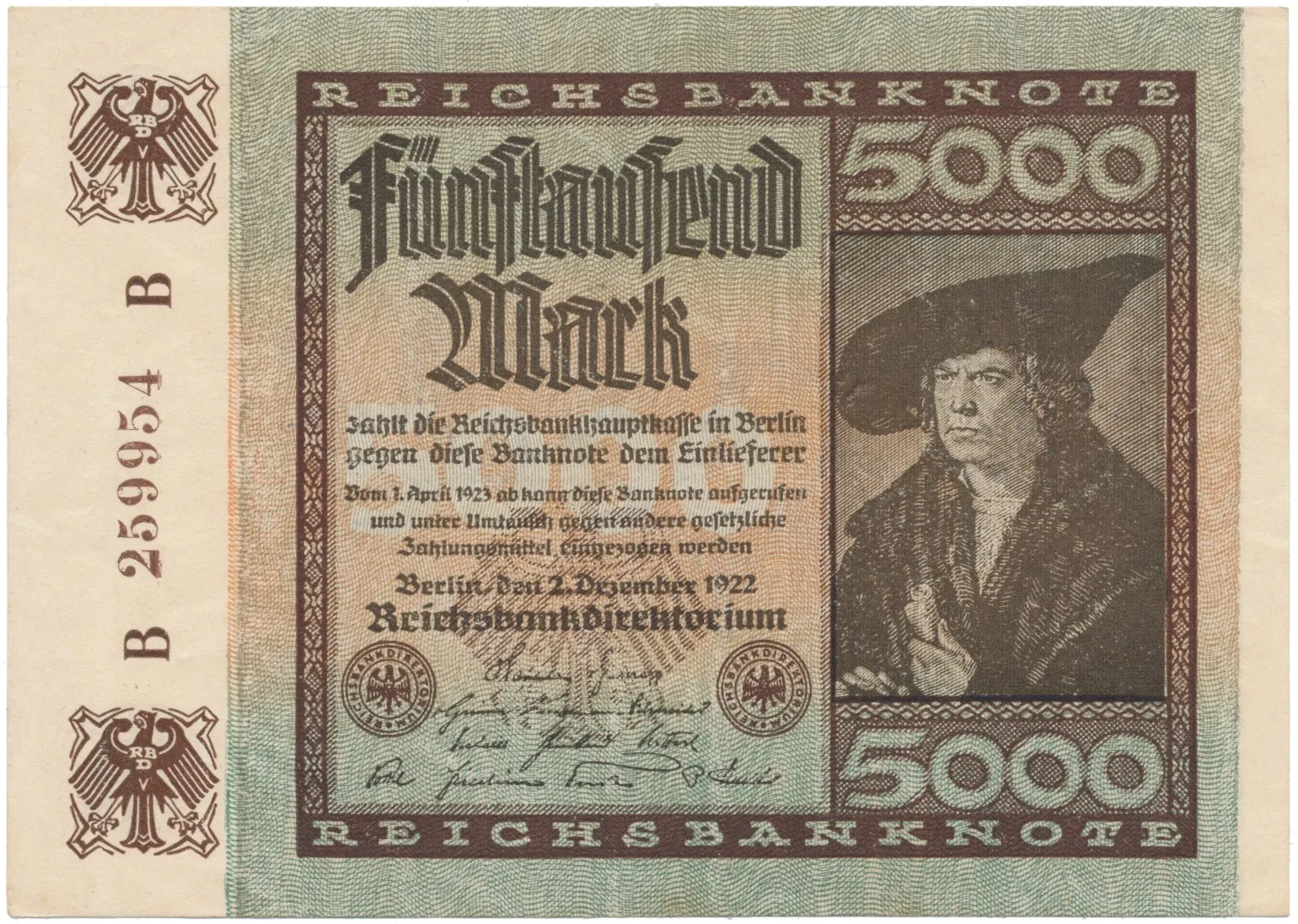Německo, 5000 Mark 1922, Ro.80a