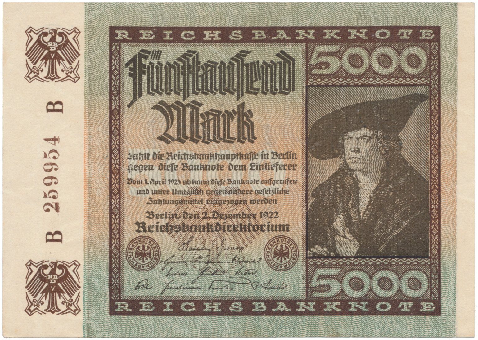 Německo, 5000 Mark 1922, Ro.80a