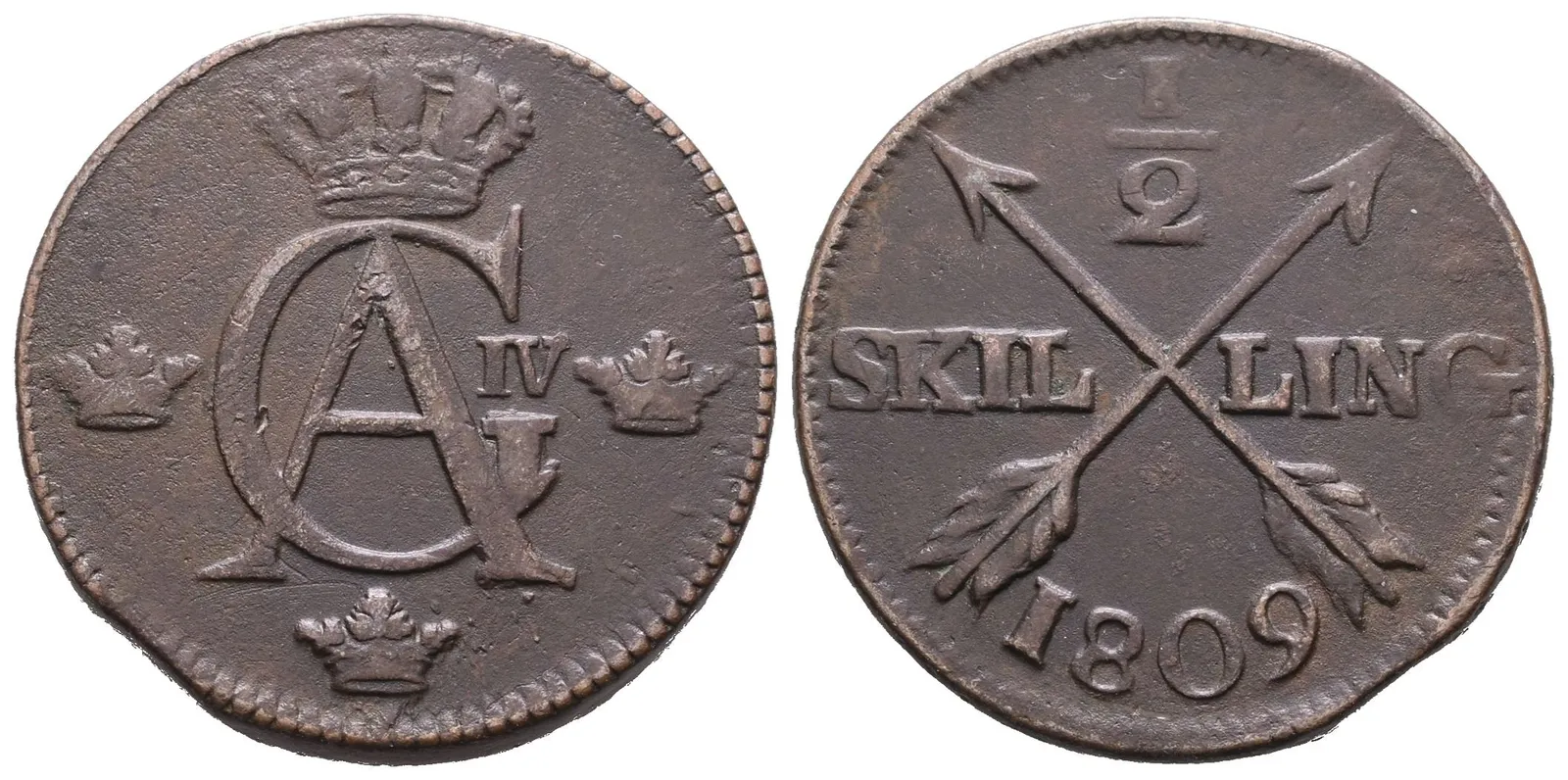 Švédsko, 1/2 Šilinku 1809