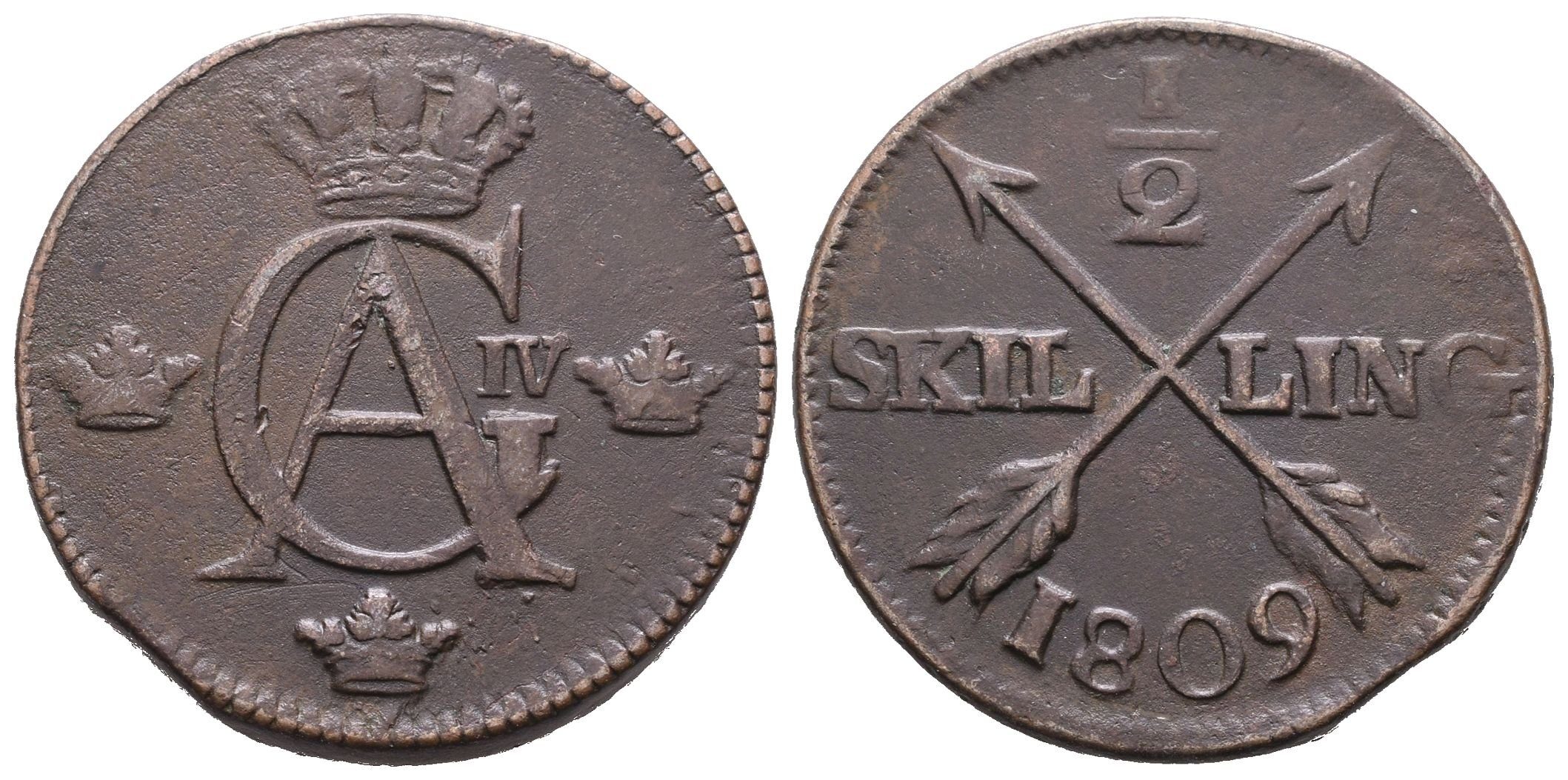 Švédsko, 1/2 Šilinku 1809