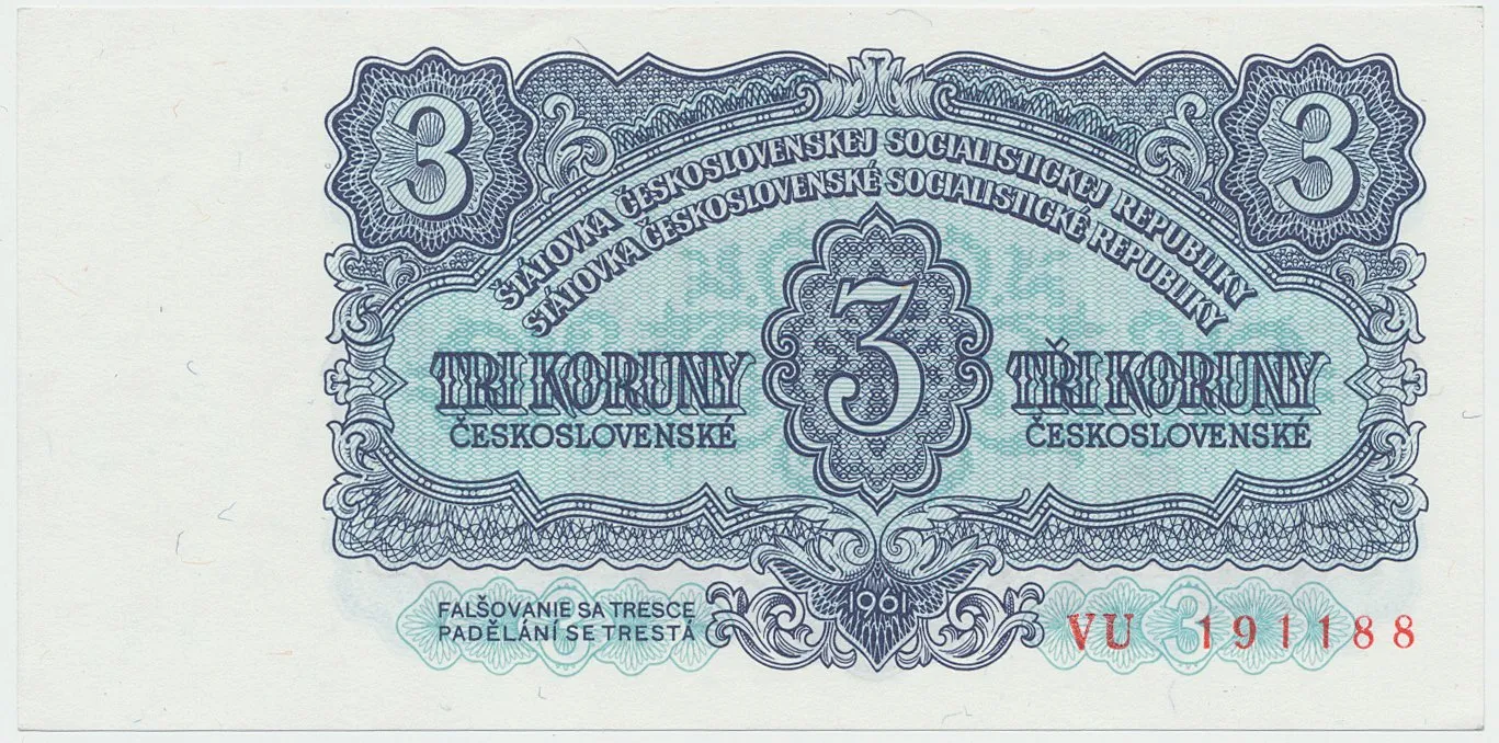 Československo, 3 Koruna 1961, série VU, Hej.98a