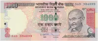 Indie, 1000 Rupees 2009, P.100n